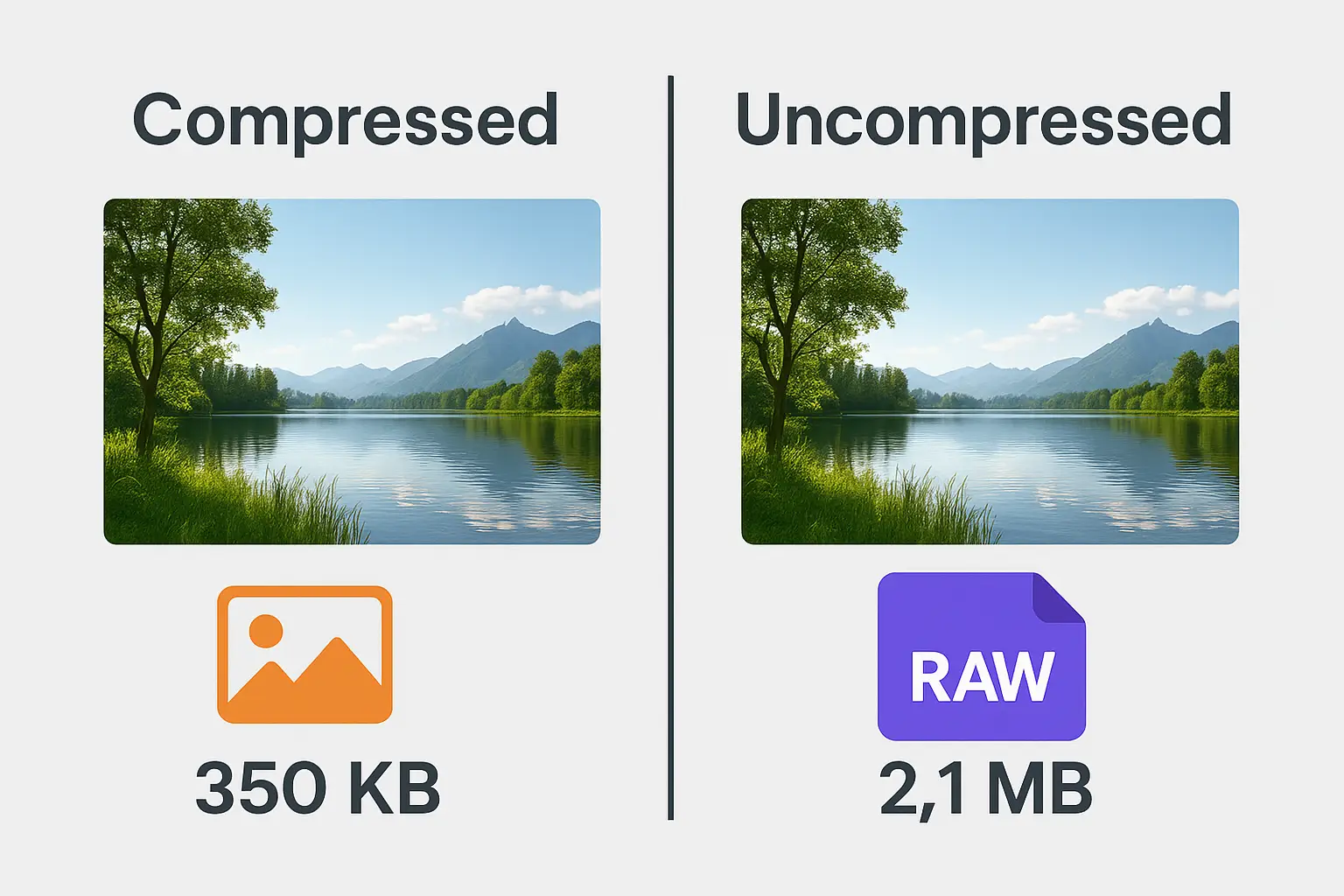 Comparison of compressed and uncompressed images.