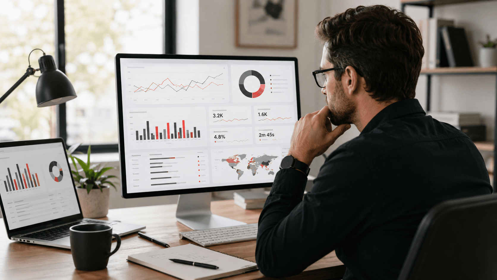 businessman looking at analytics