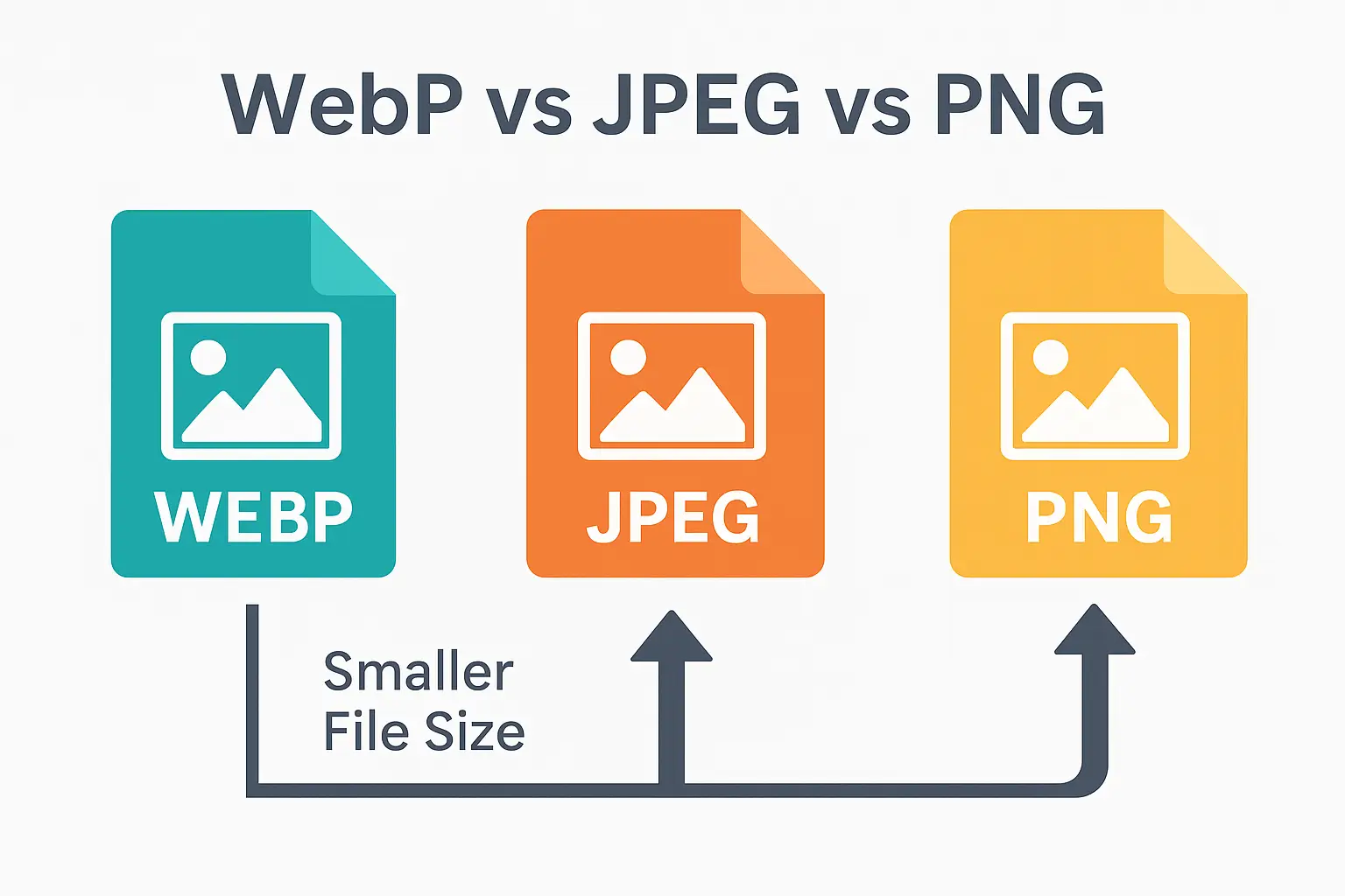 Chart comparing file sizes of WebP, JPEG and PNG formats.